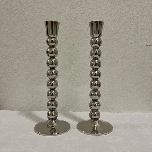 Anthropologie NIB “Sold Out” Set of 2 Small Silver Lumiere Candle Holders - Picture 4 of 12